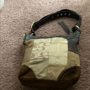 Coach Patchwork Shoulder Bag - Brown and Tan
